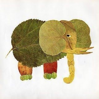 kerajinan tangan dari daun membuat binatang gajah