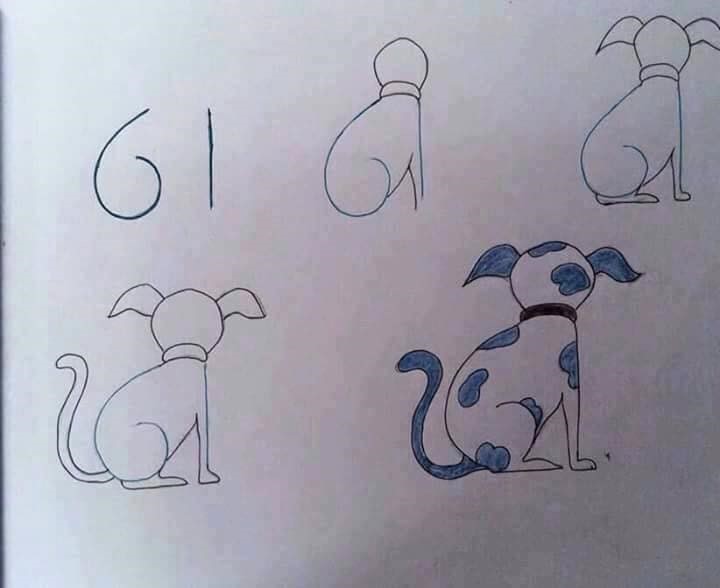 menggambar anjing menggunakan angka 61