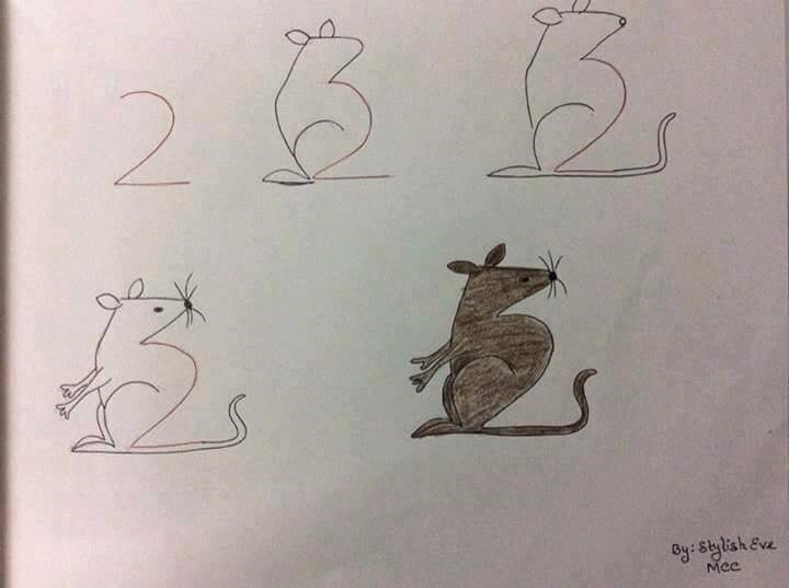 menggambar hewan dari angka 2