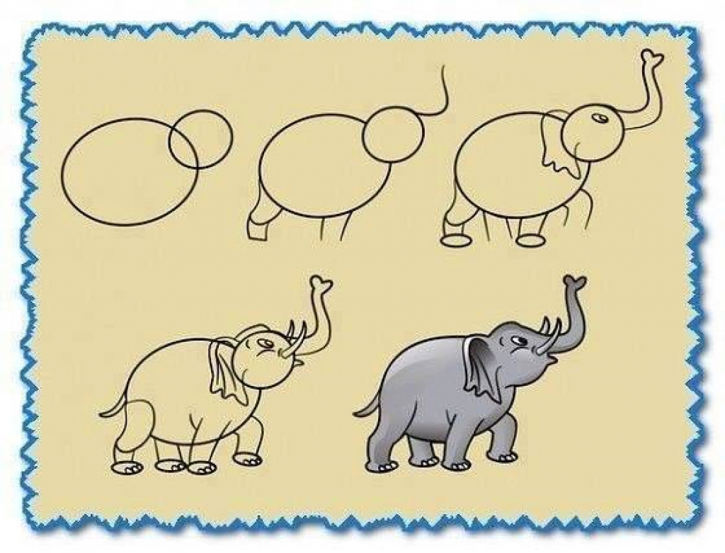 cara menggambar binatang gajah