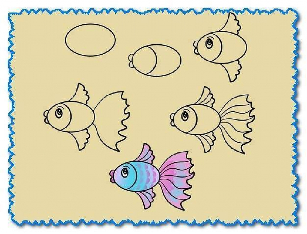 cara menggambar ikan untuk anak anak