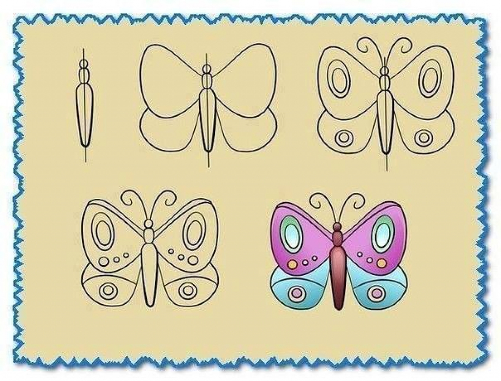 cara menggambar kupu kupu