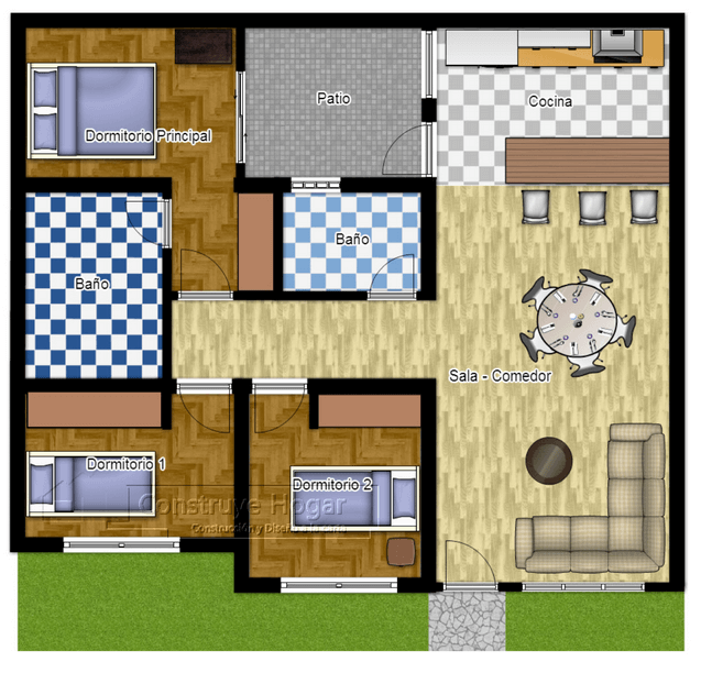denah rumah minimalis 2 kamar