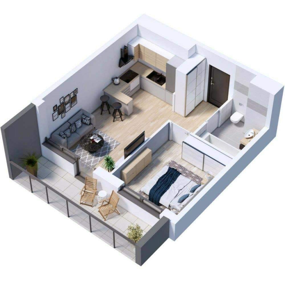 16 Gambar Denah  Rumah  3D Minimalis  2 dan 3  Kamar 