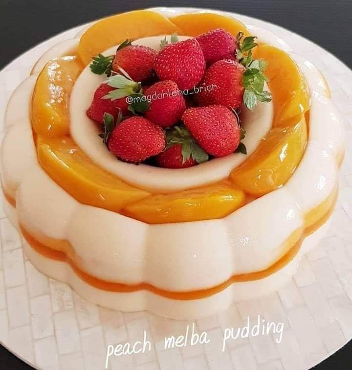 2. Peach melba pudding