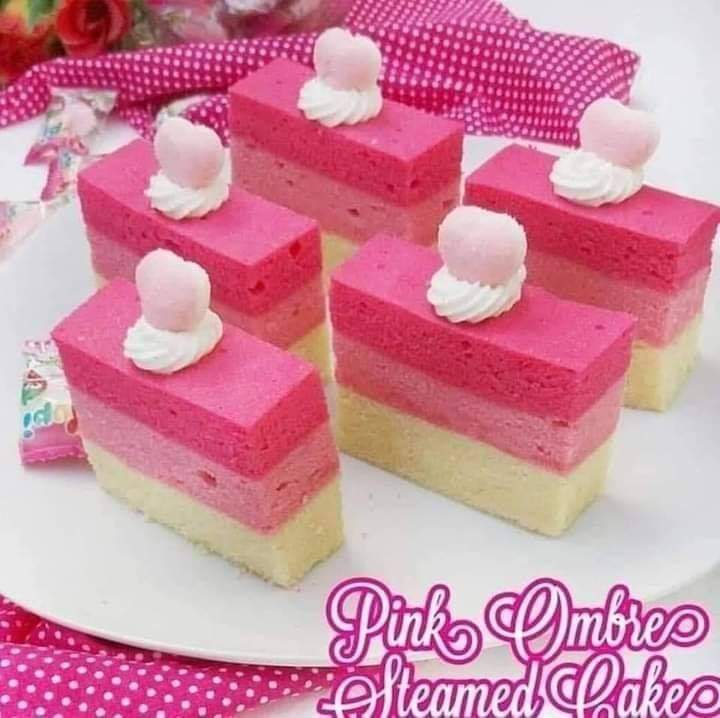 0A4. Pink ombre steamed cake