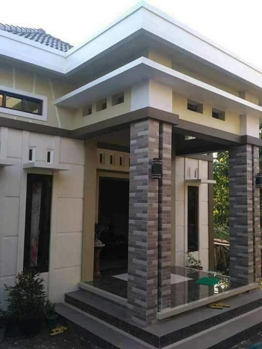 model rumah cantik dan sederhana Teras minimalis terbaru dinding tiang