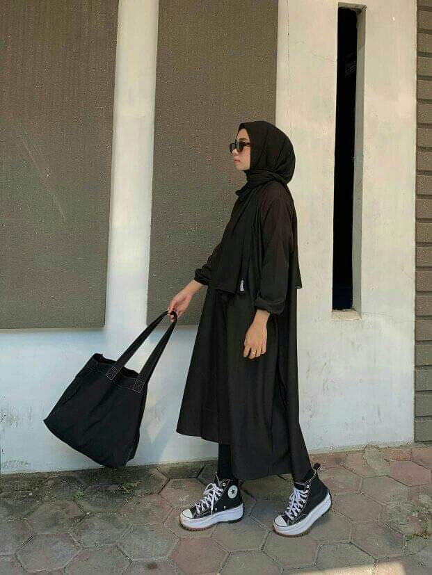 Rok span hijab ootd hitam Inspirasi OOTD