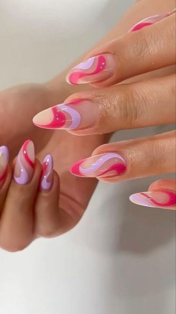 These Abstract Pastel Nails